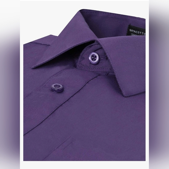 Omega Italy Long Sleeve Dress Shirt Solid Purple Regular Fit sz 16-16.5, 34-35 - Picture 3 of 7